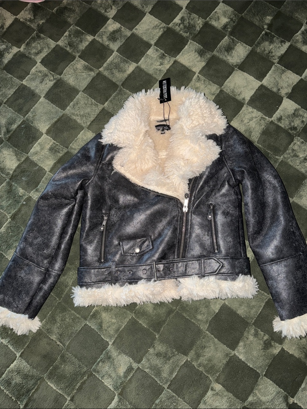 Current Mood Cream Faux Shearling Coat